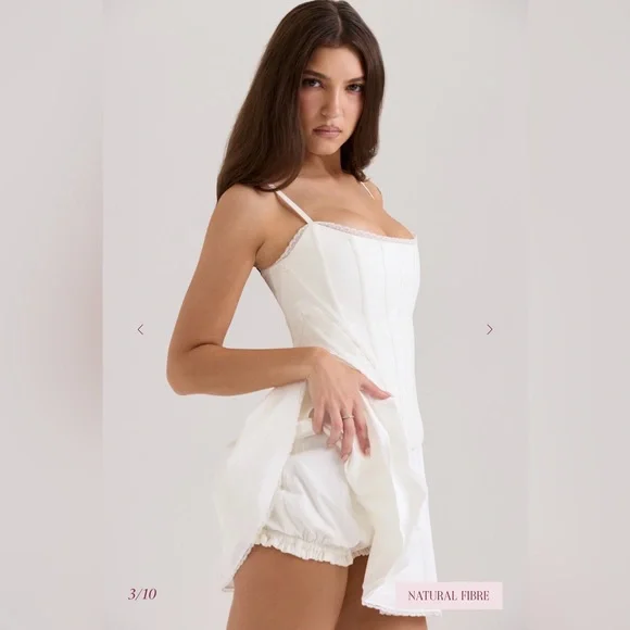 Celia White cotton built in bloomer shorts mini skirt